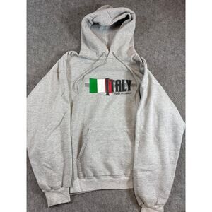 VINTAGE Y2K Disney Hoodie Mens Gray Epcot Italy World Showcase Sweatshirt Large